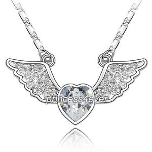 Angel Wing Heart Necklace use Austrian Crystal XN337