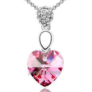 6 Carat Pink Heart Necklace use Austrian Crystal XN342
