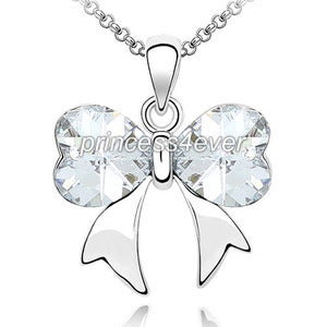 6 Carat Stone Ribbon Heart Necklace use Swarovski Crystal XN352