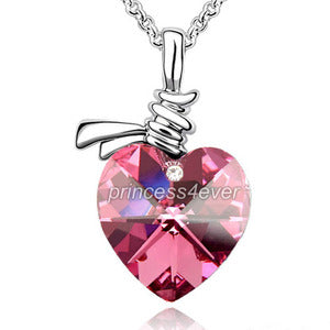 6 Carat Pink Heart Necklace use Austrian Crystal XN358