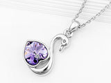 3 Carat Purple Heart Swan Necklace use Austrian Crystal XN365