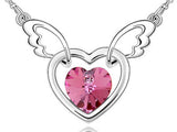 3 Carat Pink Heart Angel Wing Necklace use Austrian Crystal XN374