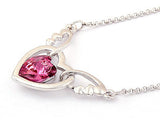 3 Carat Pink Heart Angel Wing Necklace use Austrian Crystal XN374