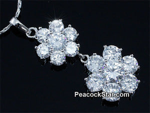 Dangle Flower 4 Carat CZ Created Stone Pendant & Necklace XN393