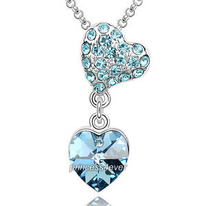 Blue Heart Pendant Necklace use Austrian Crystal XN409