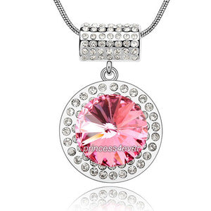 7 Carat Pink Pendant Necklace use Created Crystal XN411
