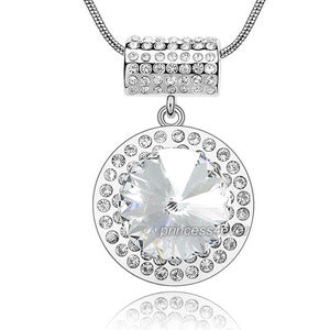 7 Carat Silver Clear Pendant Necklace use Austrian Crystal XN412
