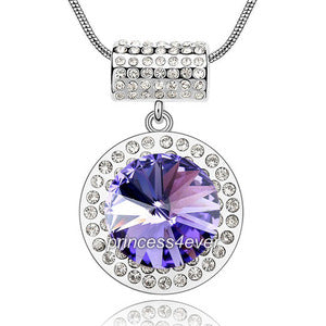 7 Carat Purple Pendant Necklace use Austrian Crystal XN413