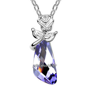 Purple Crystal Flower Pandent Necklace use Swarovski Crystal XN415