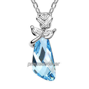 Blue Crystal Flower Pandent Necklace use Austrian Crystal XN416
