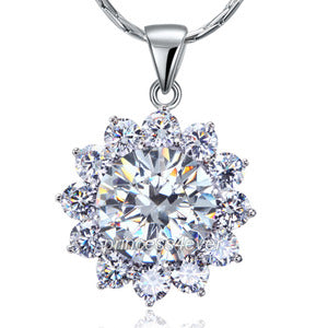 Spakling 8 Carat Flower CZ Created Diamond Pendant & Necklace XN450