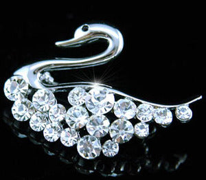 Swan Crystal Silver Color Brooch XP010