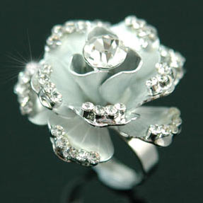 Unique! 3D Rose Flower Ring use Swarovski Crystal XR044