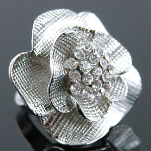 3D Rose Flower Bling Ring use Austrian Crystal XR057