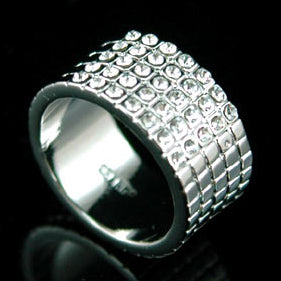 White Gold Plated Bling Ring use Swarovski Crystal XR064