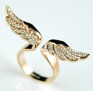 Angel Wing Rose Gold Plated Ring use Austrian Crystal XR067