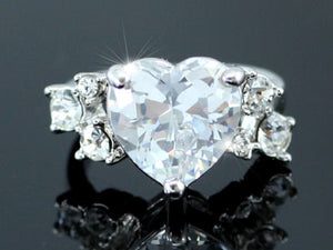 4 Carat Heart CZ Created Diamond Ring use Austrian Crystal XR086