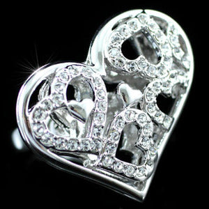 3D Hearts Ring use Austrian Crystal XR092