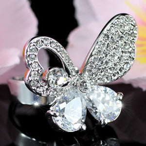 3 Carat Butterfly Ring use Austrian Crystal Free Size XR100