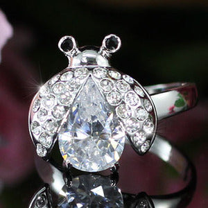 2 Carat Ladybug Ring use Austrian Crystal Free Size XR109