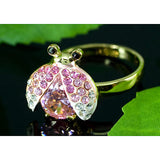 2 Carat Pink Ladybug Ring Use Austrian Crystal Free Size XR115