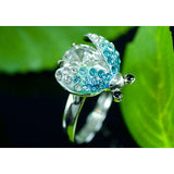 2 Carat Blue Ladybug Ring use Austrian Crystal Free Size XR116