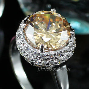 3.5 Carat Sparkling Amber Colour Created Sapphire Ring XR135