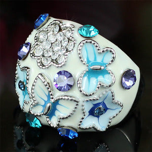 Blue Butterfly Pageant Party Ring use Austrian Crystal XR141