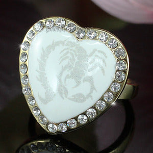 White Heart Scorpion Ring use Swarovski Crystal XR144