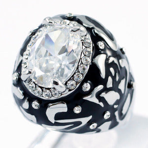 5 Carat Black Pageant Party Ring use Austrian Crystal XR151