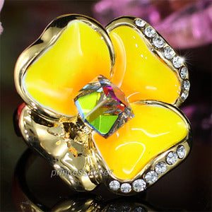 Yellow Flower Ring use Swarovski Crystal XR156