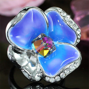 Blue Flower Ring use Austrian Crystal XR157