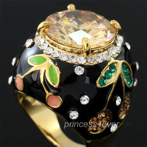 Gold 6 Carat Ring use Swarovski Crystal XR162