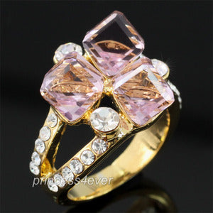 Light Pink Stylish Gold Plated Ring use Swarovski Crystal XR170