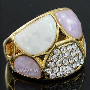 Purple Ceramic Ring use Swarovski Crystal XR174