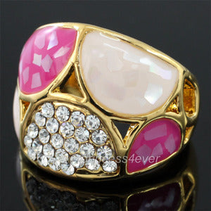 Pink Ceramic Ring use Swarovski Crystal XR175