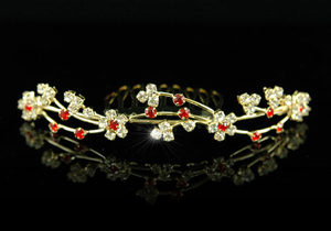 Bridal Clear Red Rhinestone Gold Plated Tiara XT1134