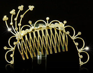 Bridal Flowers Crystal Rhinestone Gold Hair Comb XT1156