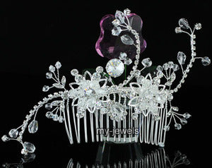 Handmade Wedding Crystal Beads Hair Comb XT1369