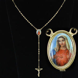 Blessed Virgin Mary Dangle Cross Gold Plated Necklace XN281