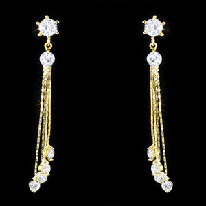 Dangling Bow CZ Created Diamond Gold Plated Earrings XZE714